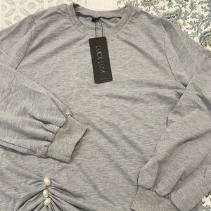 Adorable NWT long sleeve shirt by Lucky Lisa size large.  Light gray color.
